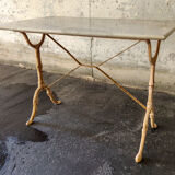 1920s bistro table in cast iron and white Carrara marble