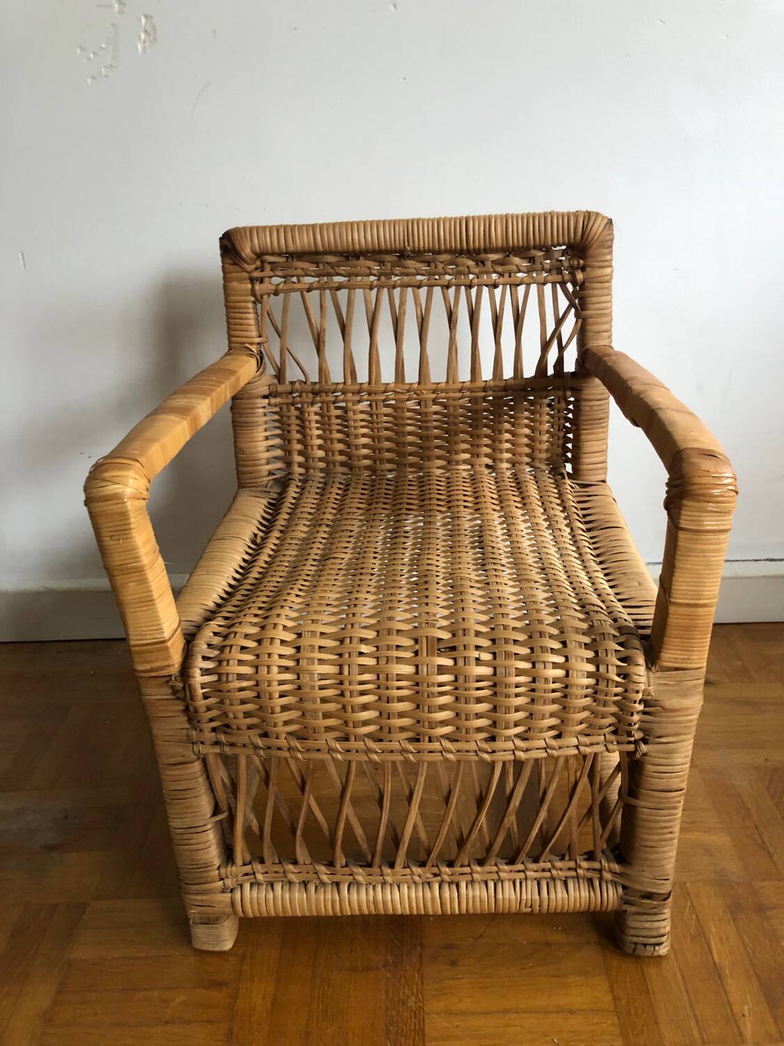 Vintage rattan children's armchair