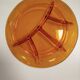 Vintage compartmentalized plate in amber glass, retro design from the 70s