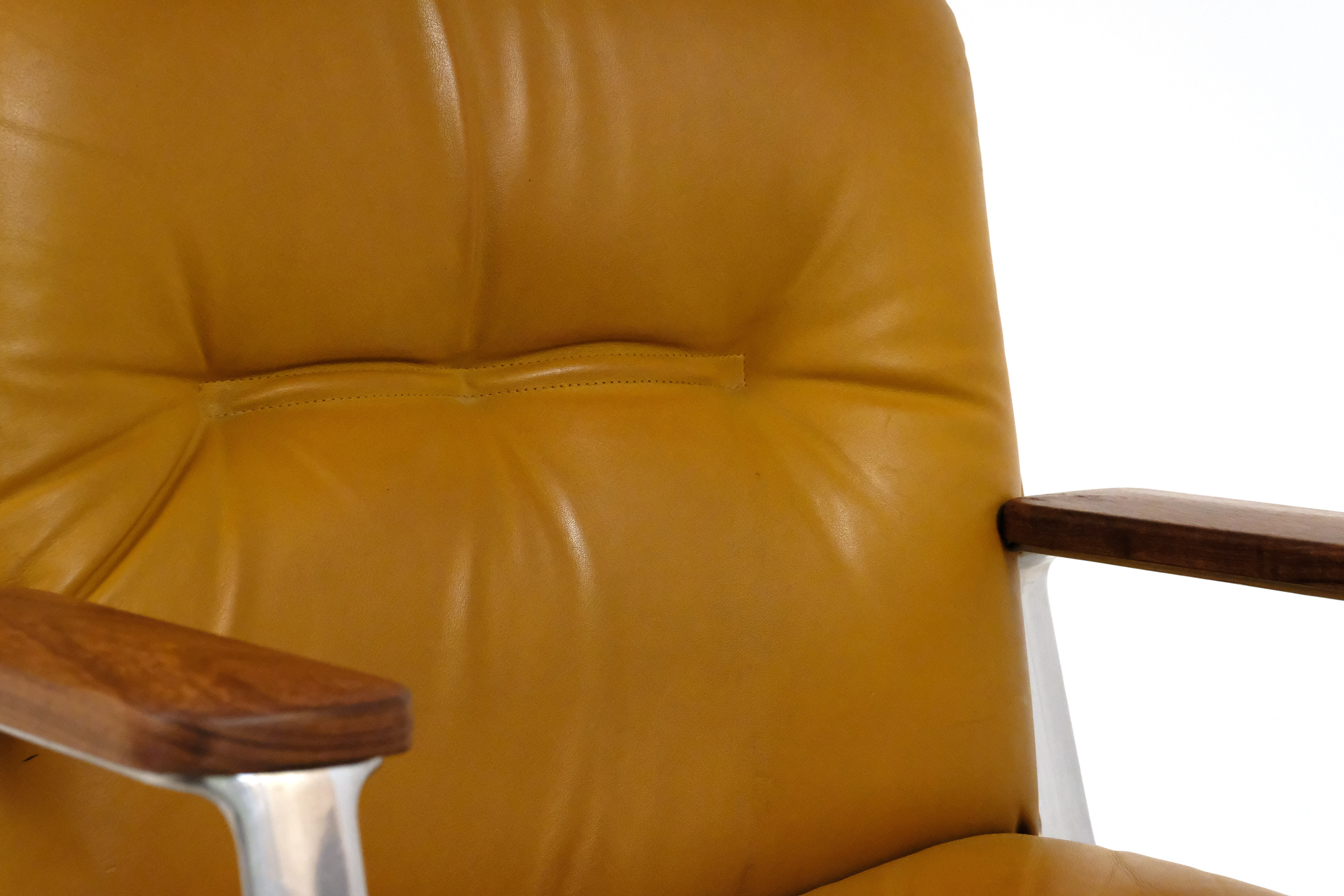 Vaghi leather, aluminium and teak office chair 1970s