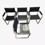 Set of 4 Armchairs in the style of Marcel Breuer – sled base