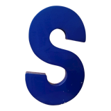 Letter S vintage sign in blue plexiglass