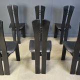 Post modern wooden dining chairs, 1980s - set of 6