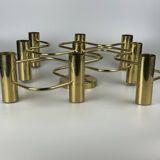 60s 70s 9-bulb ceiling lamp from Leola Leuchten Germany in brass