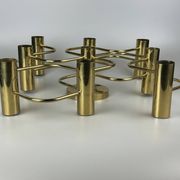 60s 70s 9-bulb ceiling lamp from Leola Leuchten Germany in brass