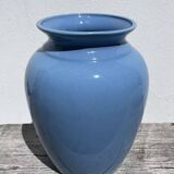 Vase balustre en céramique bleu uni minimaliste