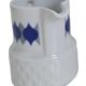 Vintage Schirnding Bavaria coffee pot and milk jug, blue geometric pattern.