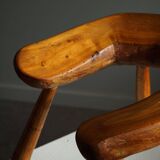 Wabi Sabi stool in solid pine, handmade by a Swedish carpenter, 1950s.
