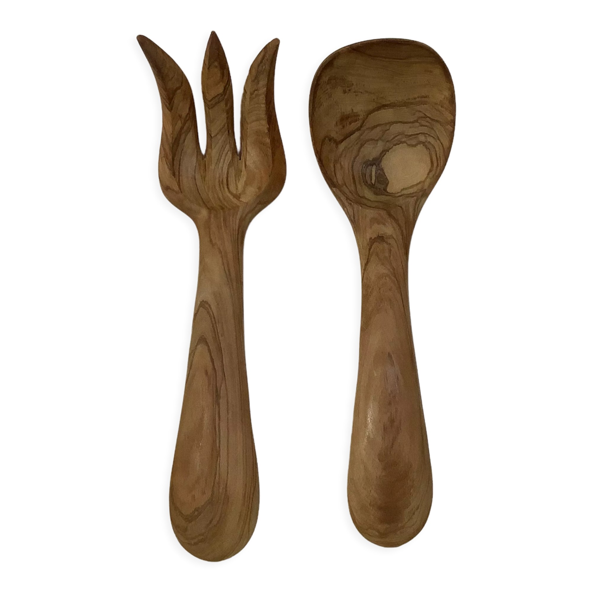 Olive wood salad cutlery