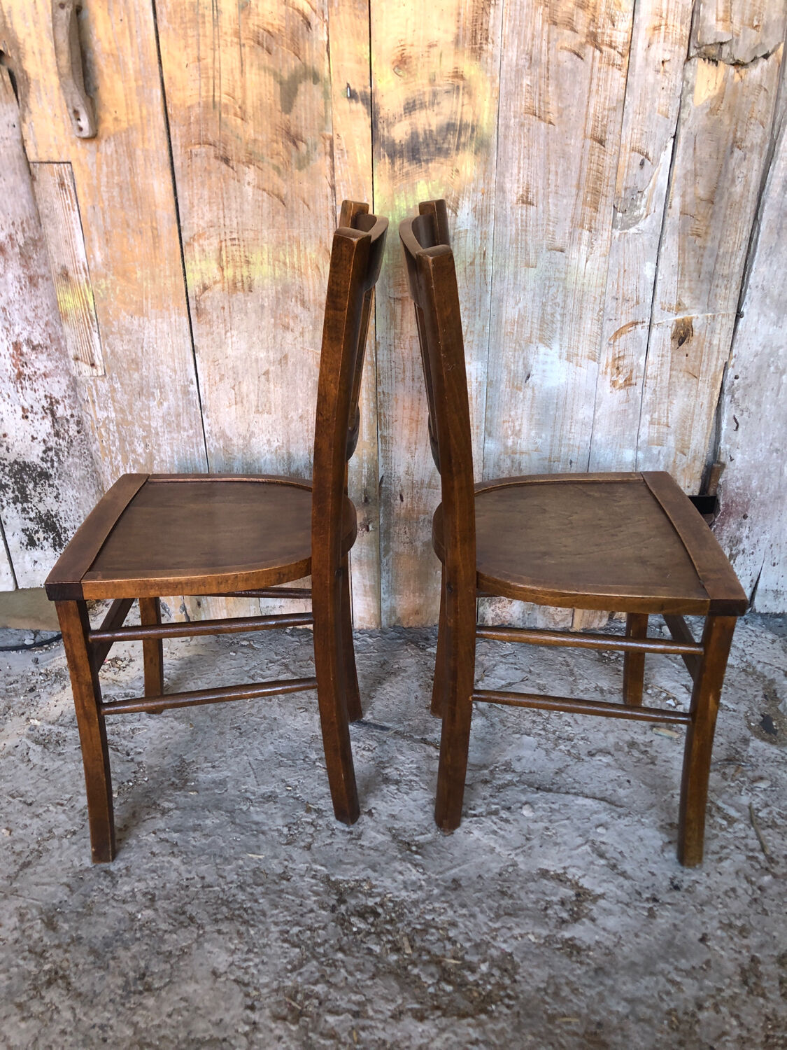Pair of wooden bistrot chairs vintage