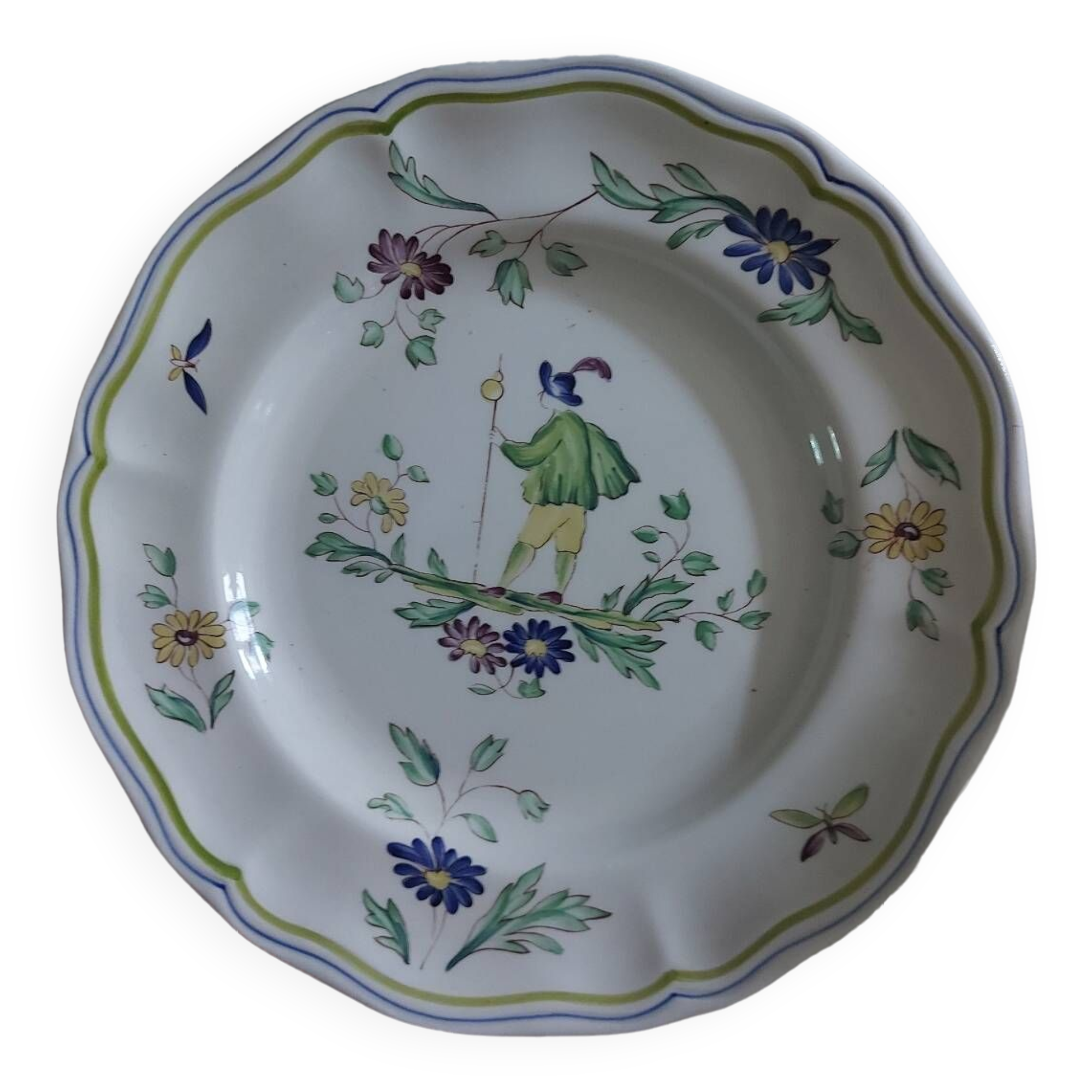 Moustier Longchamp decorative earthenware plate