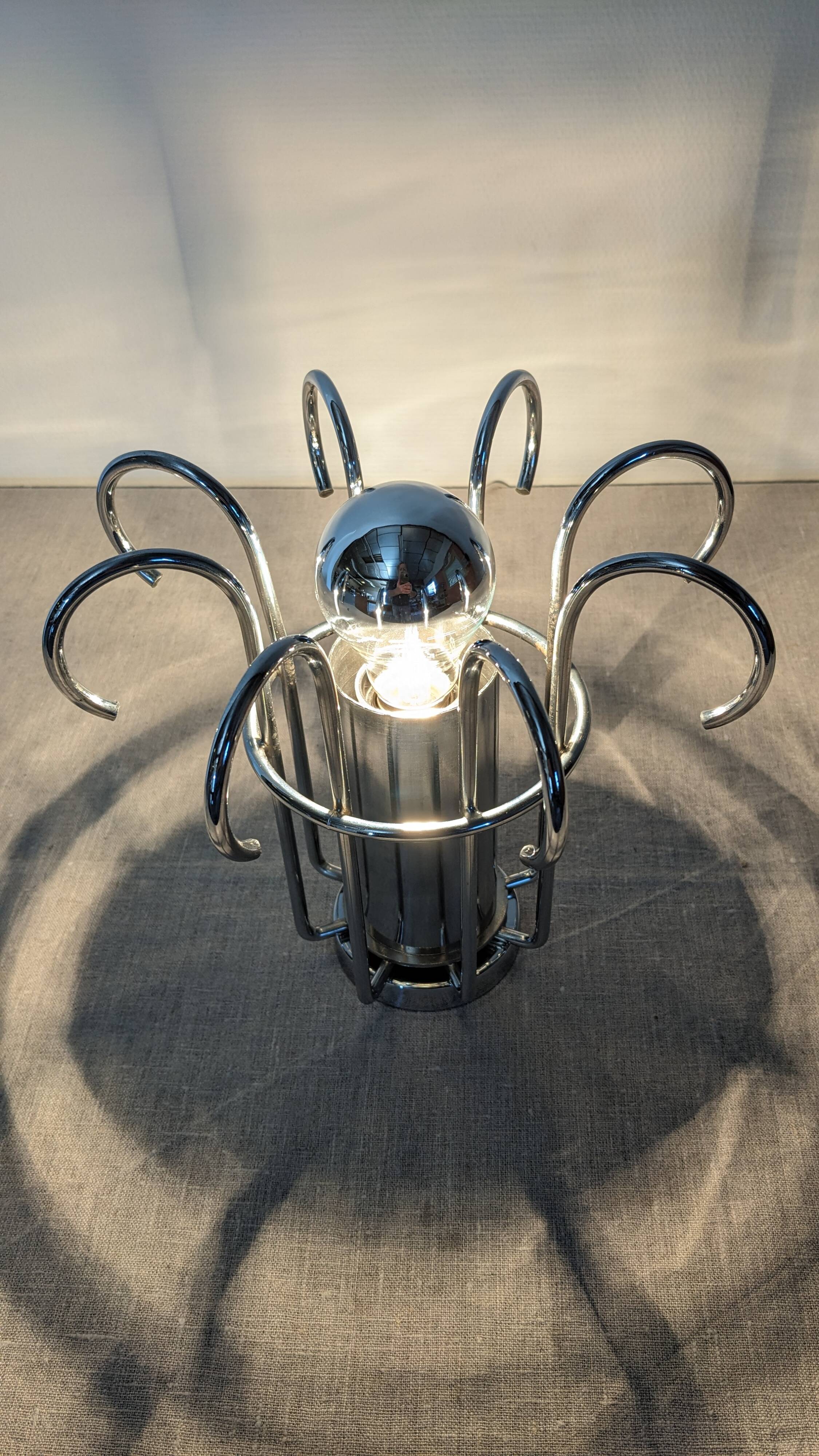 Modernist Space Age lamp in chrome metal from the 60s/70s