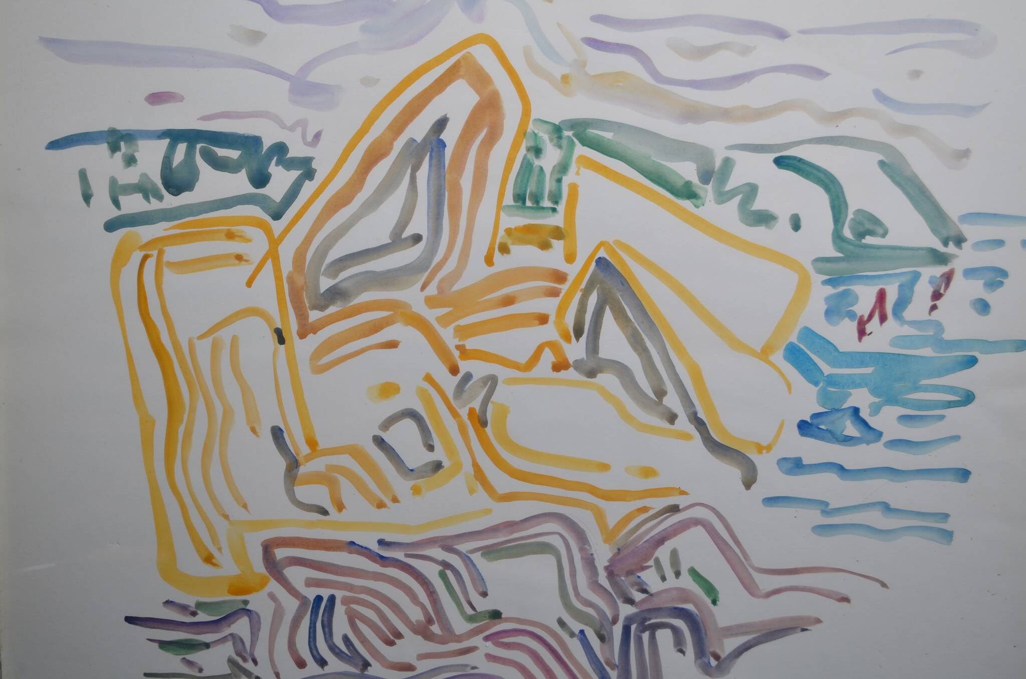 Peter PFOSI (1913-2004) "Landscape" Watercolor monogrammed and dated 1987