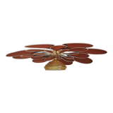 Suspension flower petals linen and rattan and vintage globe