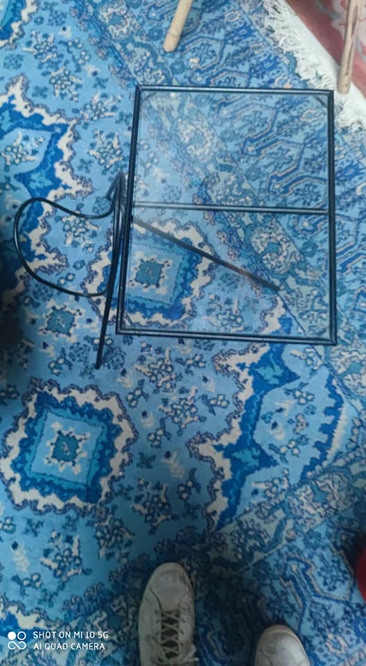 Side table in steel and glass, circa 1950