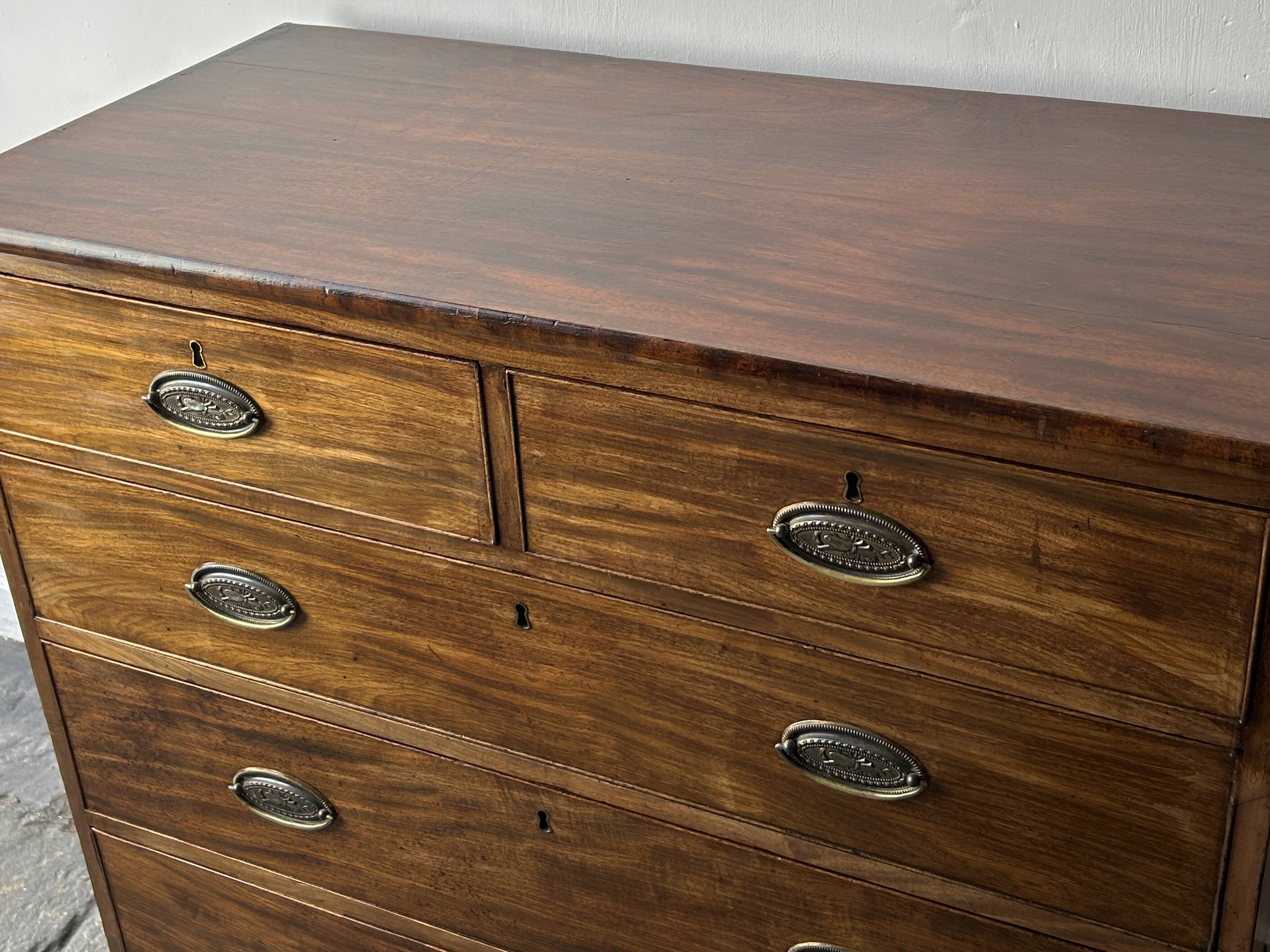 Antique early Victorian 1840–1860 large mahogany chest of drawers