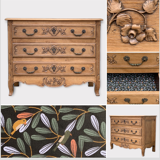 Commode de style Louis XV chêne brut massif, 1920