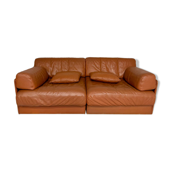 Canapé 2 places en cuir camel design desede ds 76 vintage vintage