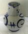 Wine or water jug, grey stoneware, blue decor