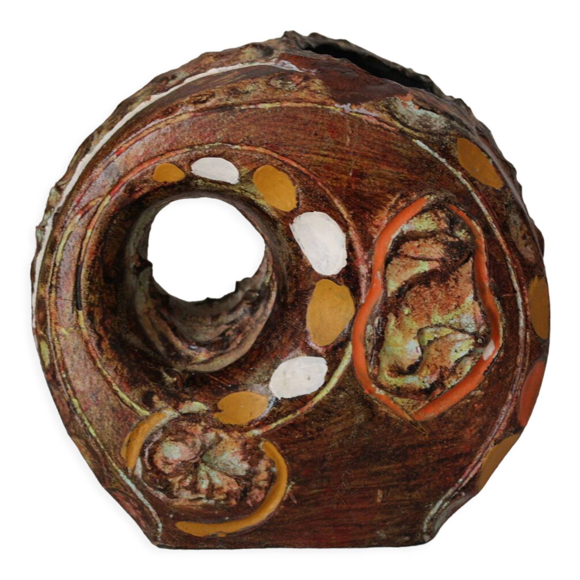 Ceramic vase with modernist bas-reliefs by Luigi Santi from the 1950s.