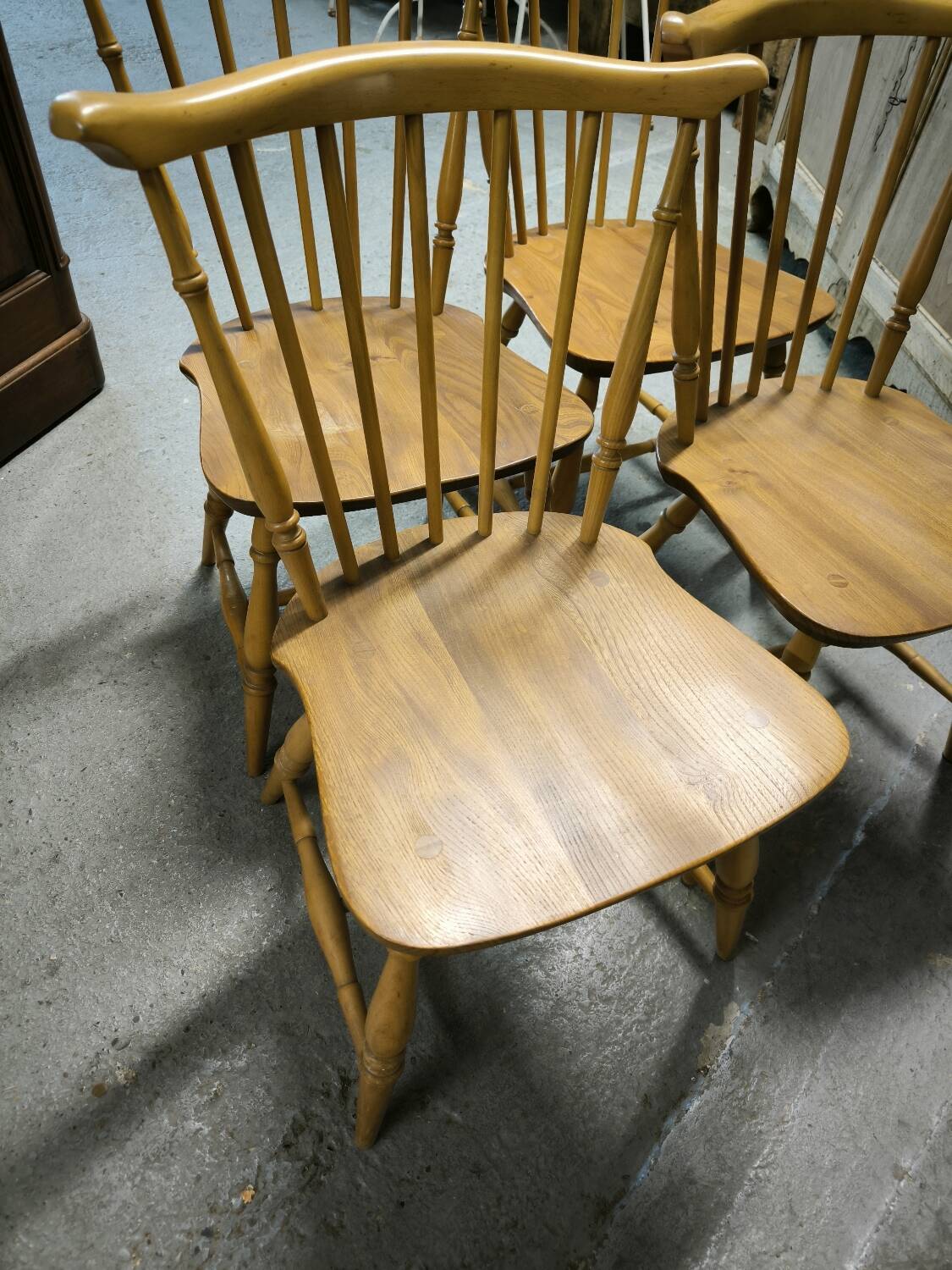 Set of 4 ERCOL chairs, Elm and Beech, 1960
