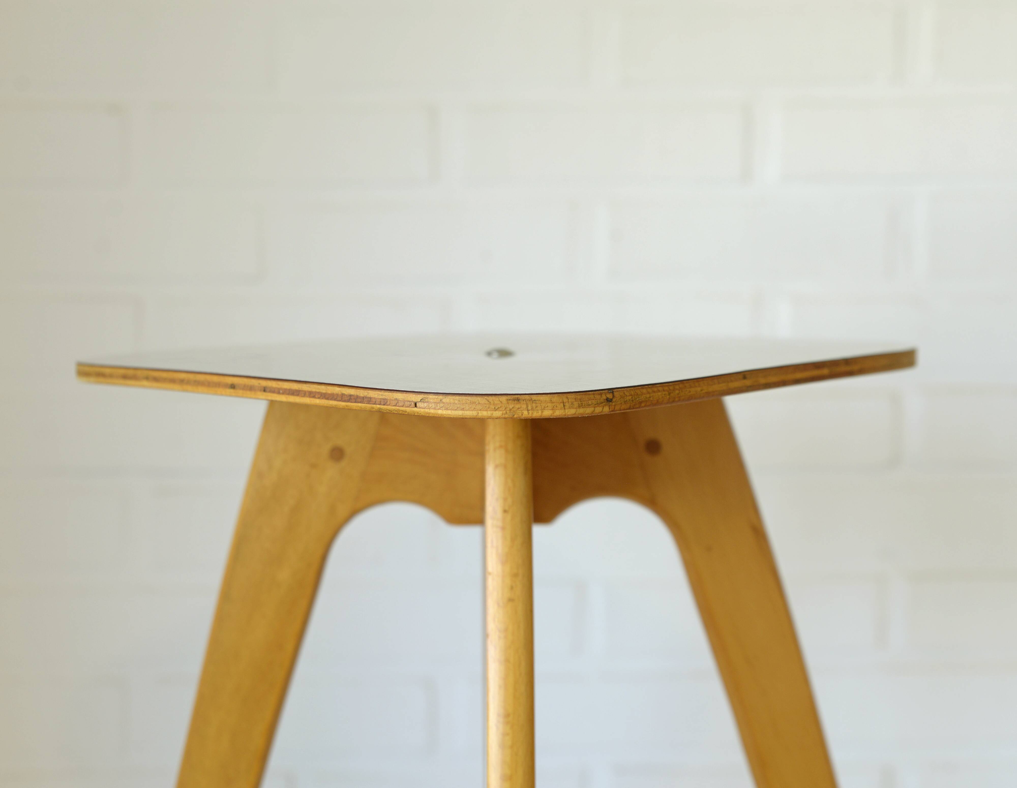 Vintage kitchen wooden stool mid-century modern side table 1950s