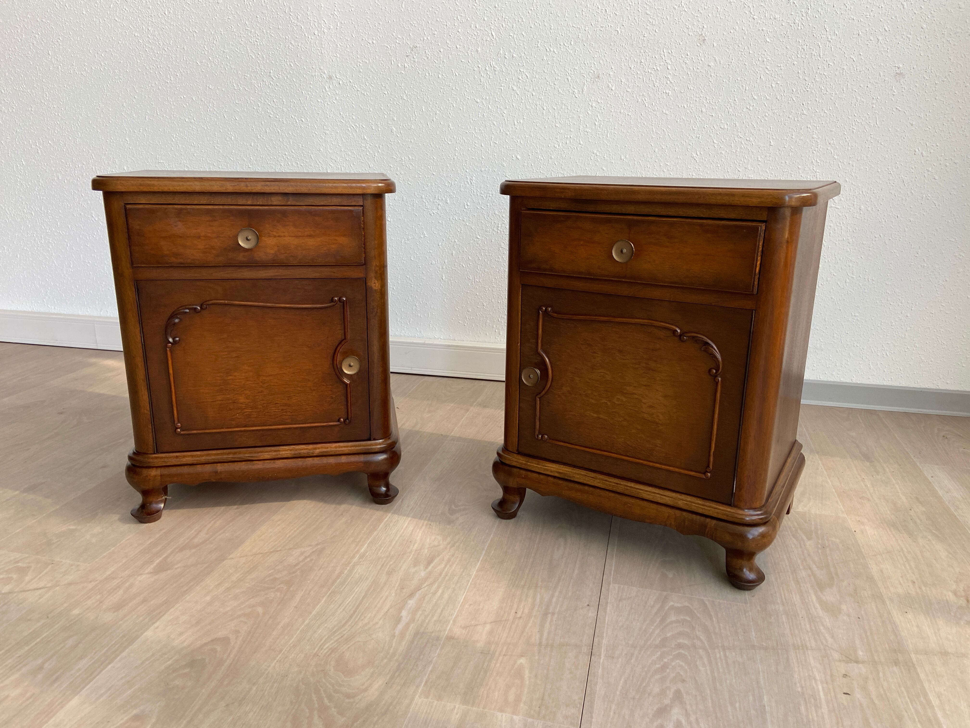 Pair of chippendale art deco bedsides