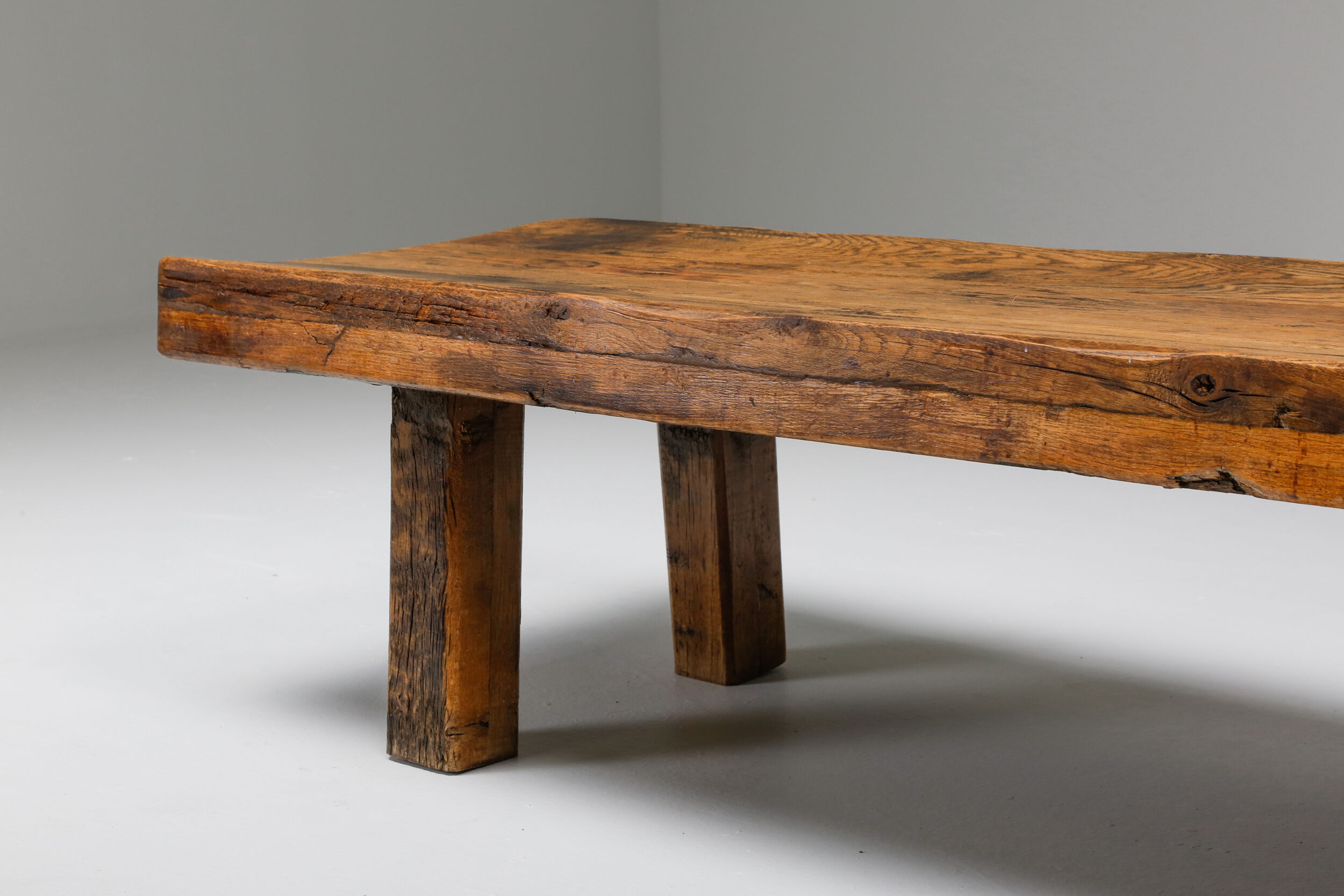 Rustic modern oak coffee table wabi sabi zen - 1960's