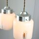 Lampes à Suspension Mid-Century en Chrome et Verre, Italie, Set de 2