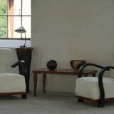 Vintage Indian teak coffee table inlaid with elephant motifs, mid-20th century.