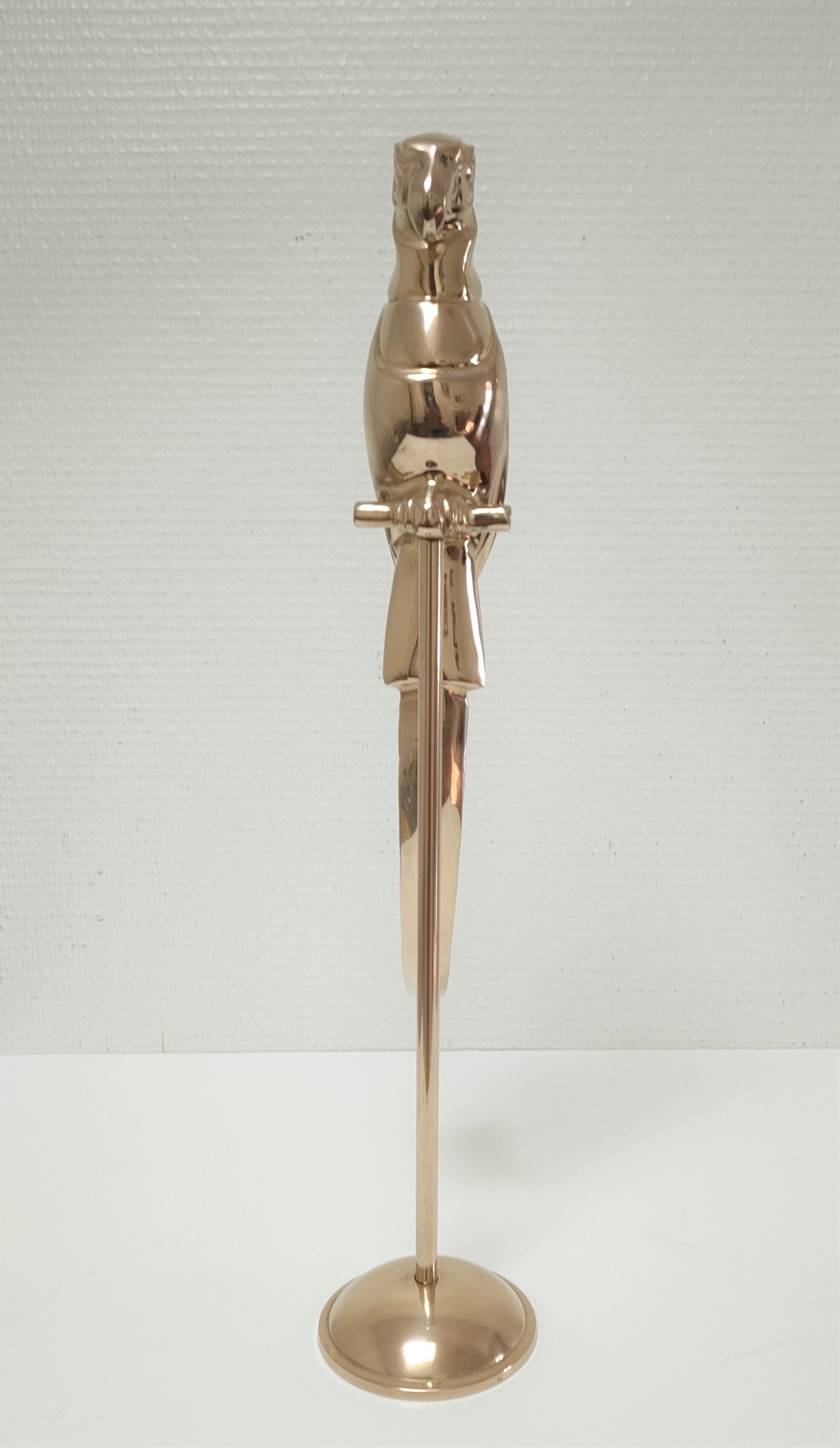Solid brass parrot perch H. 45 cm 80s