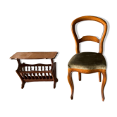 Vintage green velvet seat chair TBE