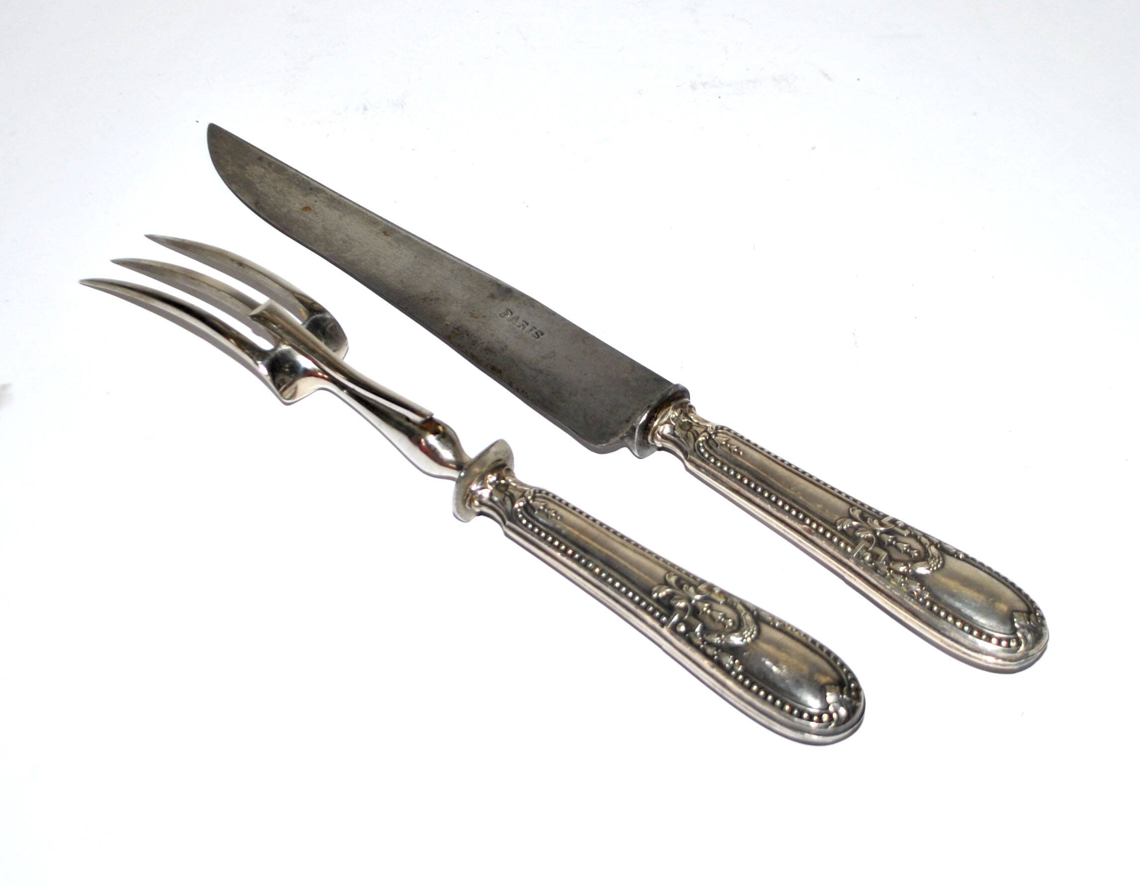 Empire Silver Carving Knife and Fork Set Brush&Cie
