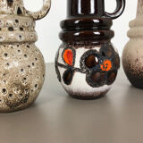 Set of three 1970s pottery fat lava "vienna" vases made by Scheurich, Germany