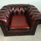 Chesterfield burgundy leather armchair