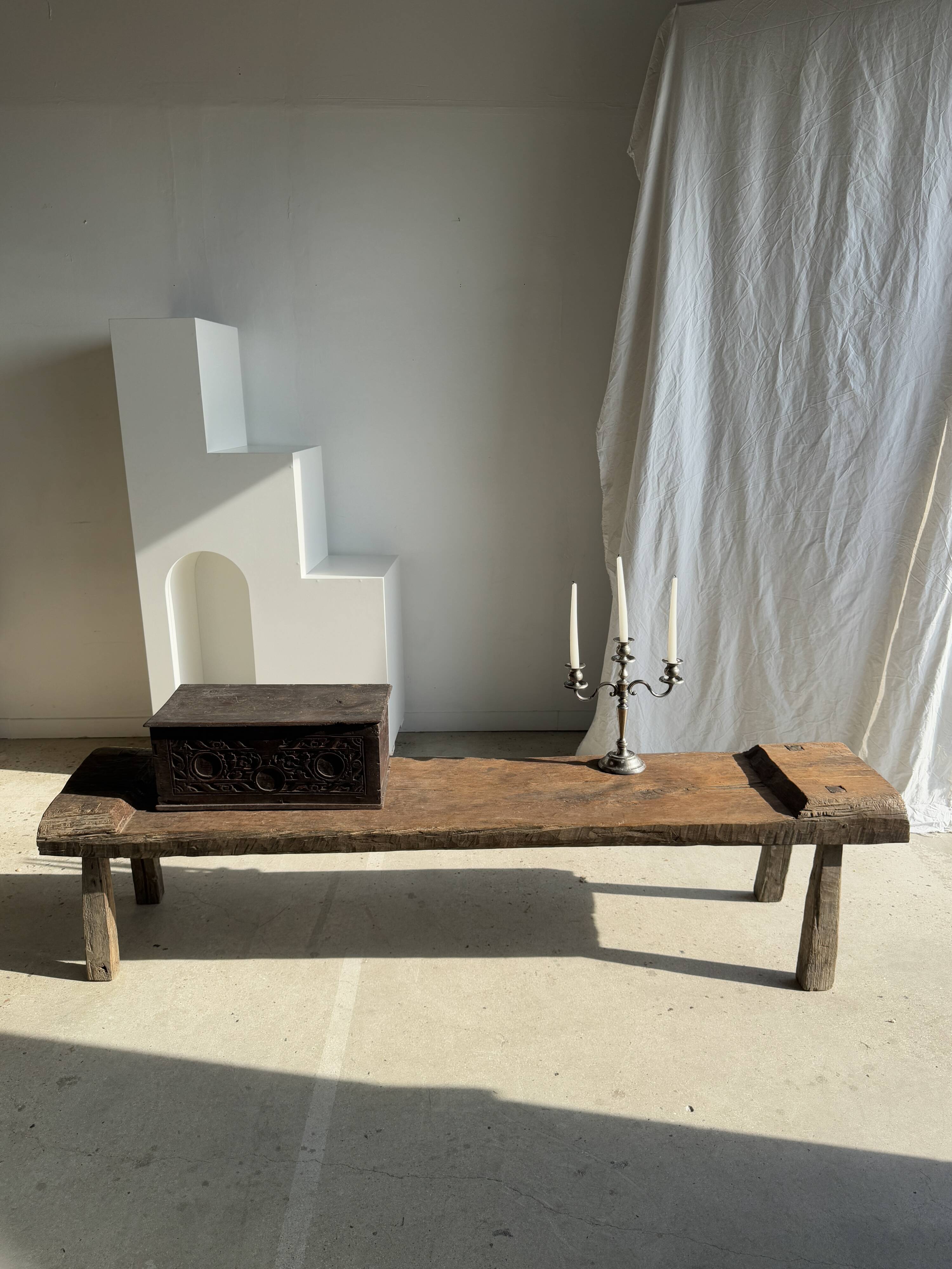 Very large bench in old teak H:50cm L:2m06