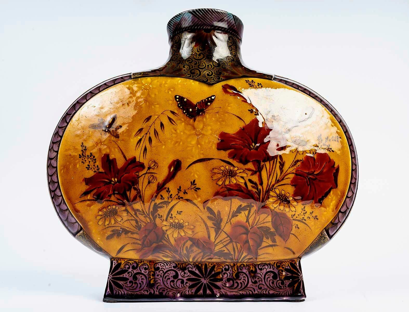 Théodore Deck (1823-1891) Vase. Japonese style in earthenware circa 1885