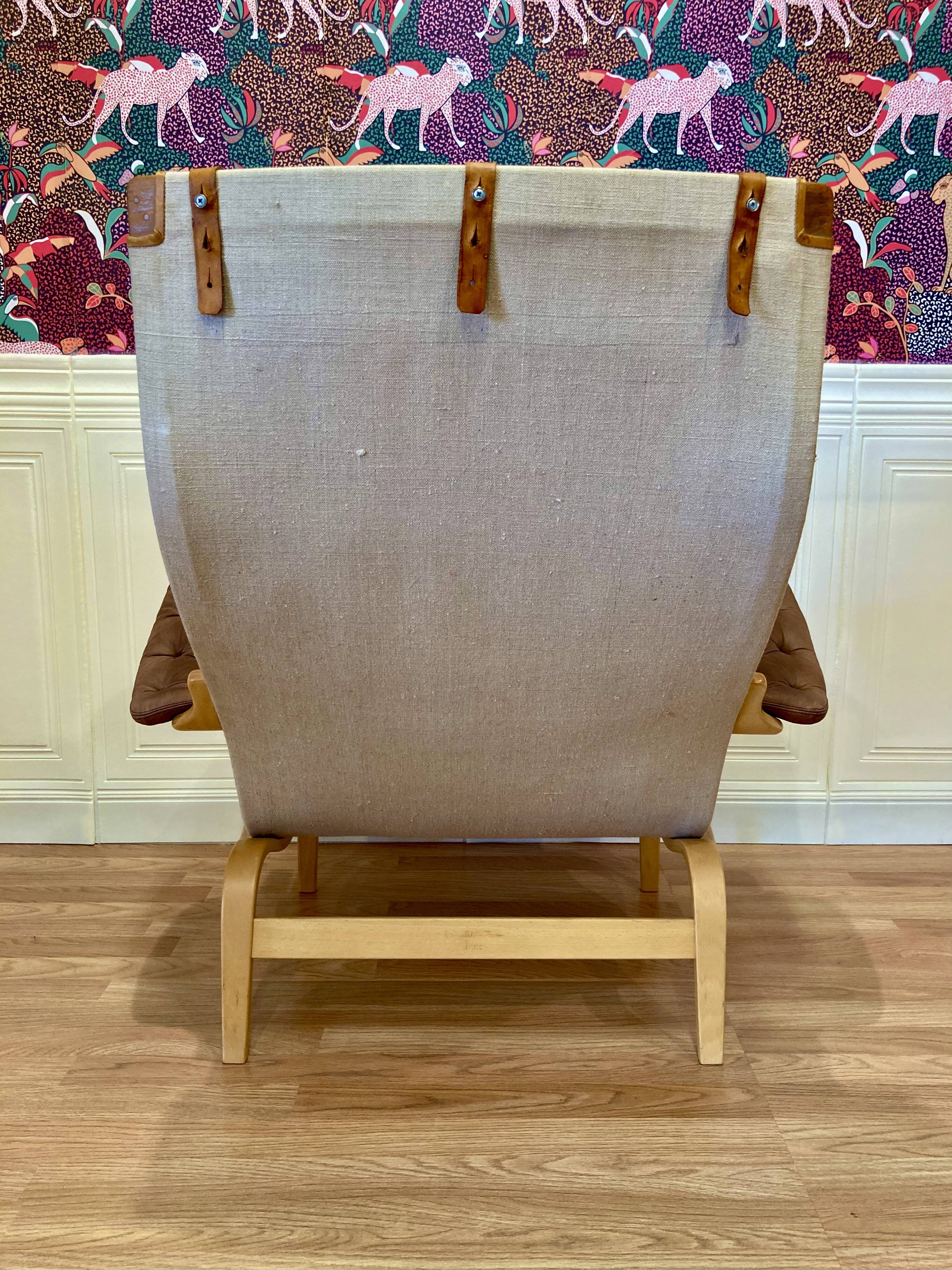 "Pernilla" leather armchair "Bruno Mathsson" 1960.