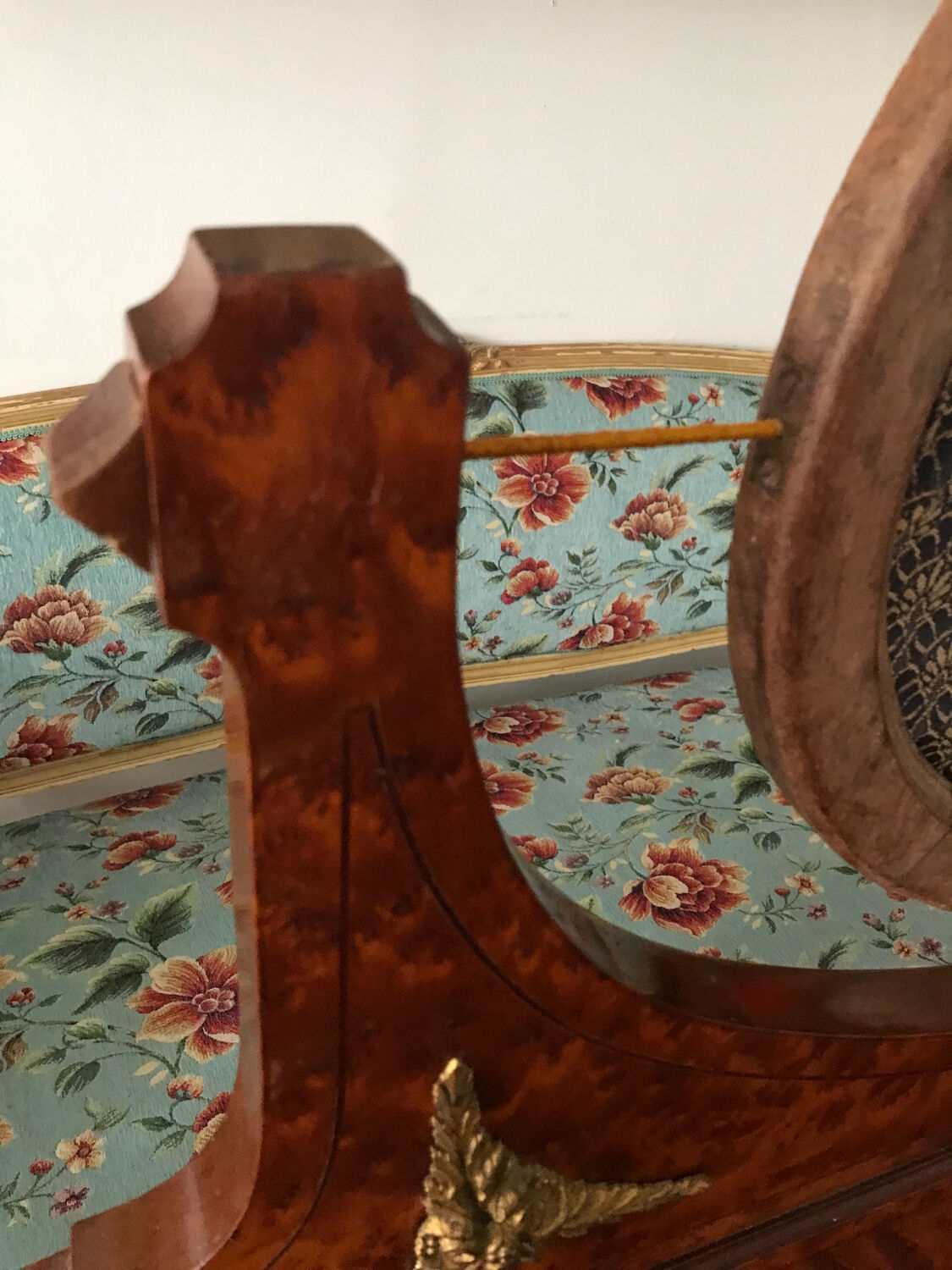Desk in elm burl and bronze