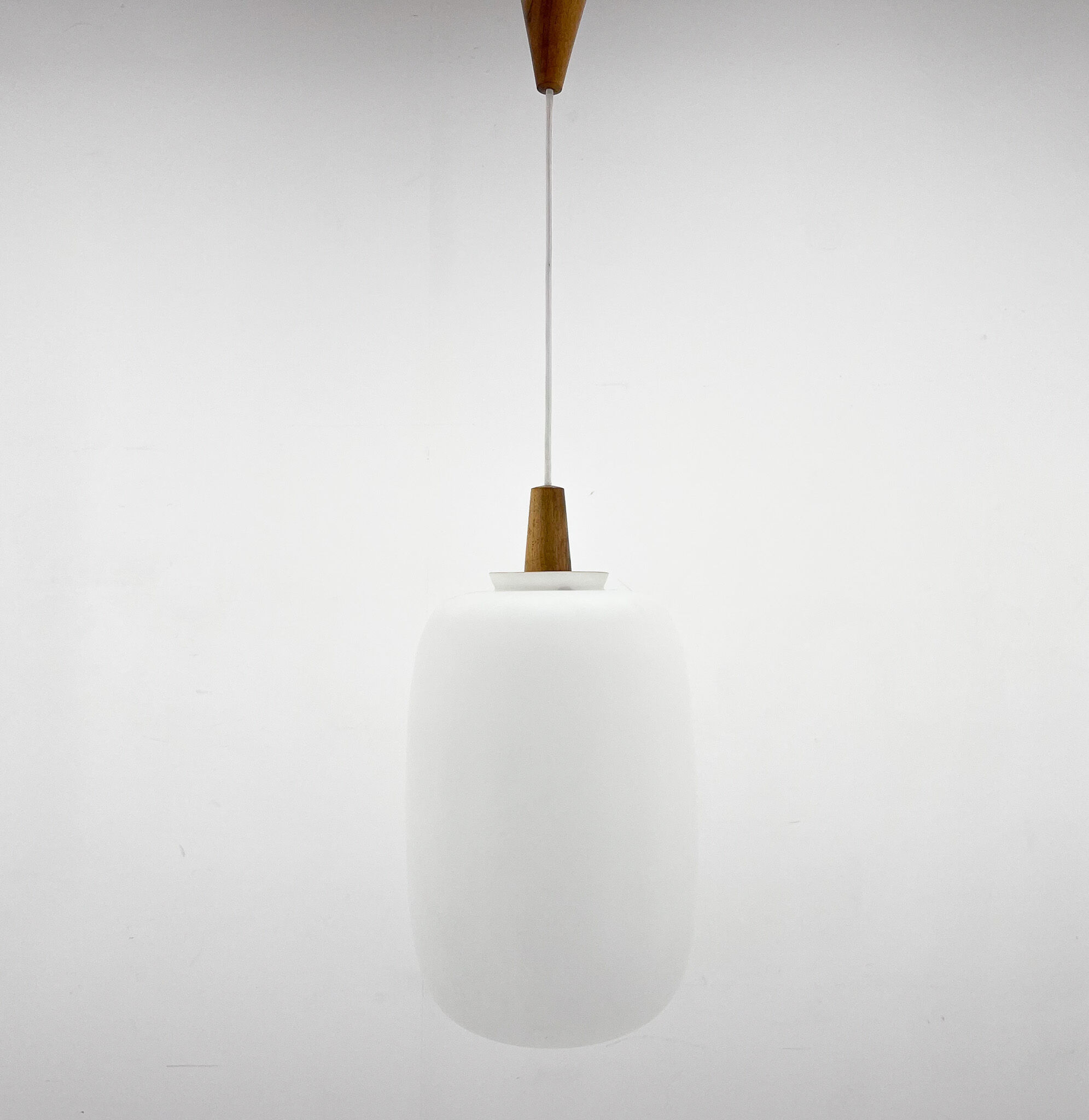 1960s Wood and Glass Pendant Light by ULUV, Czechoslovakia, Marked by Manufacturer