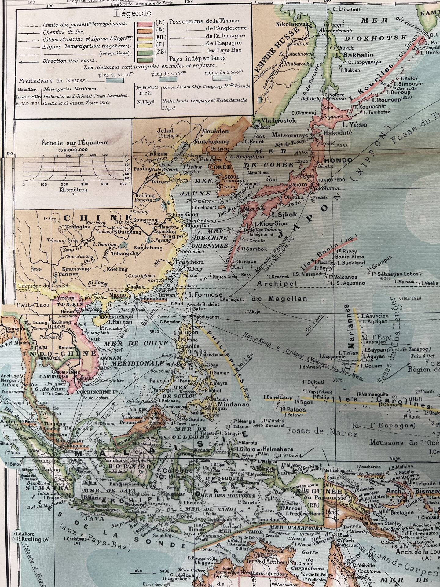 Carte ancienne Océanie 69x48cm