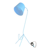 Tripod floor lamp, white metal magazine rack, 1960s