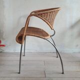 Rattan Design Chair with Metal Frame, 1980s/1990s