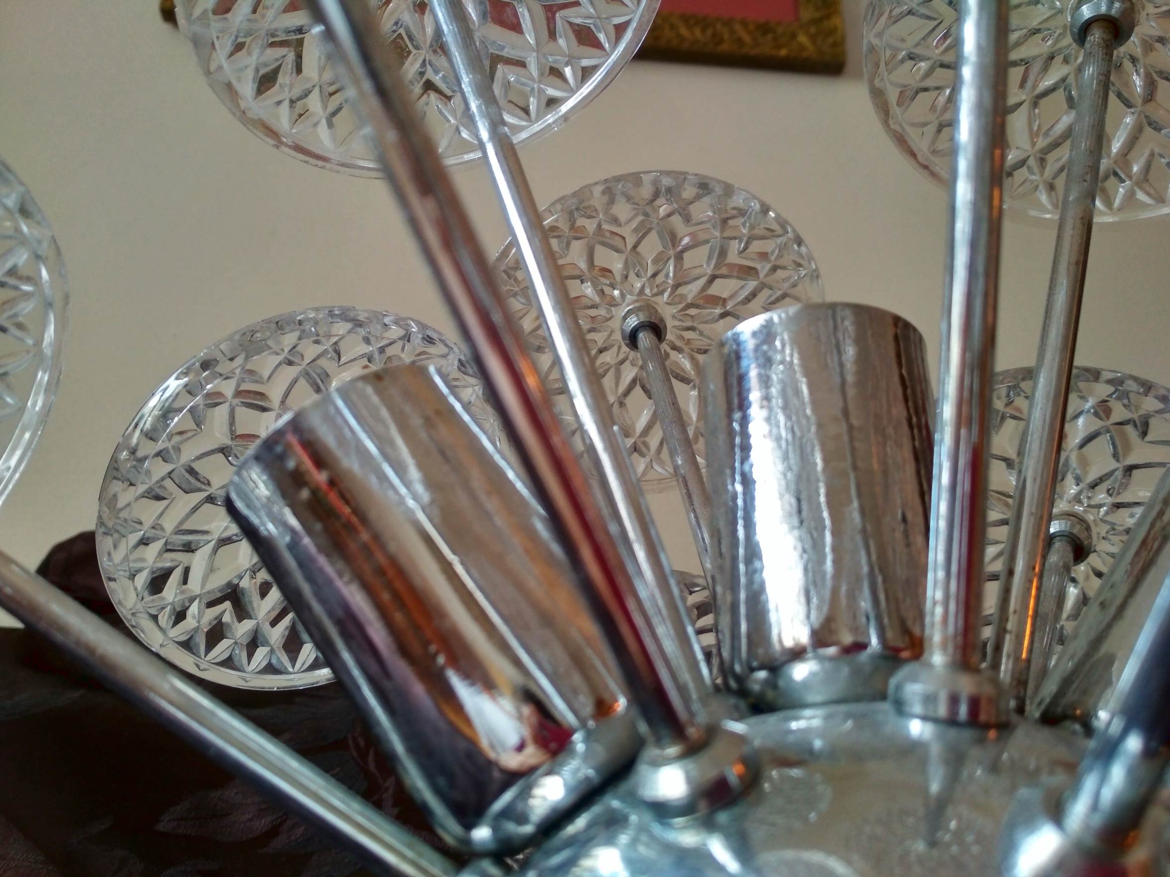 Lustre plafonnier Sputnik 3 feux Emil Stejnar - 1960