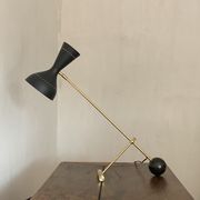 Diabolo lamp with marble counterweight