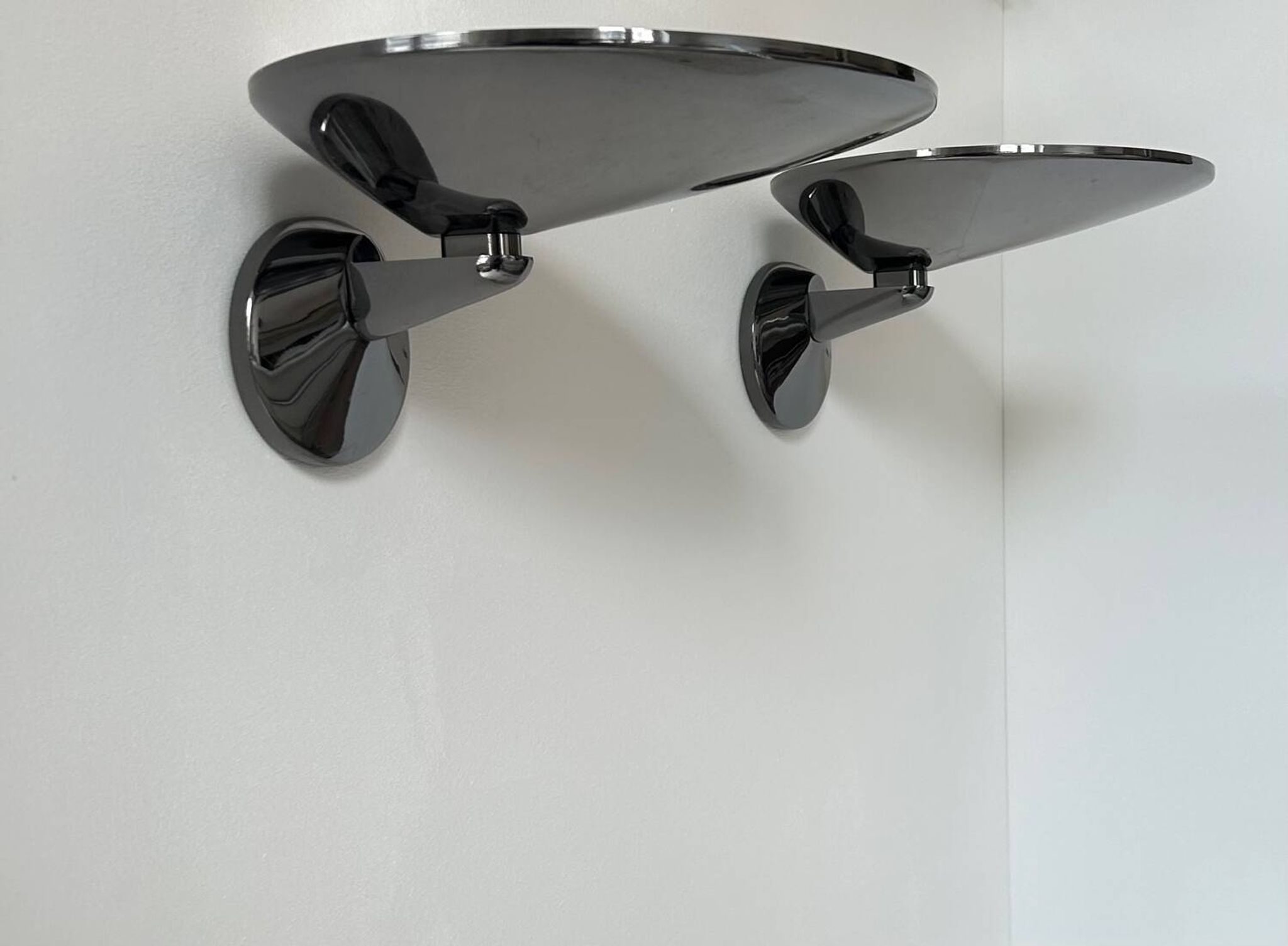 Pair of vintage wall lights, chrome-plated metal, Italy 1970s