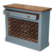 Vintage wooden furniture for 45 wine bottles with a drawer.