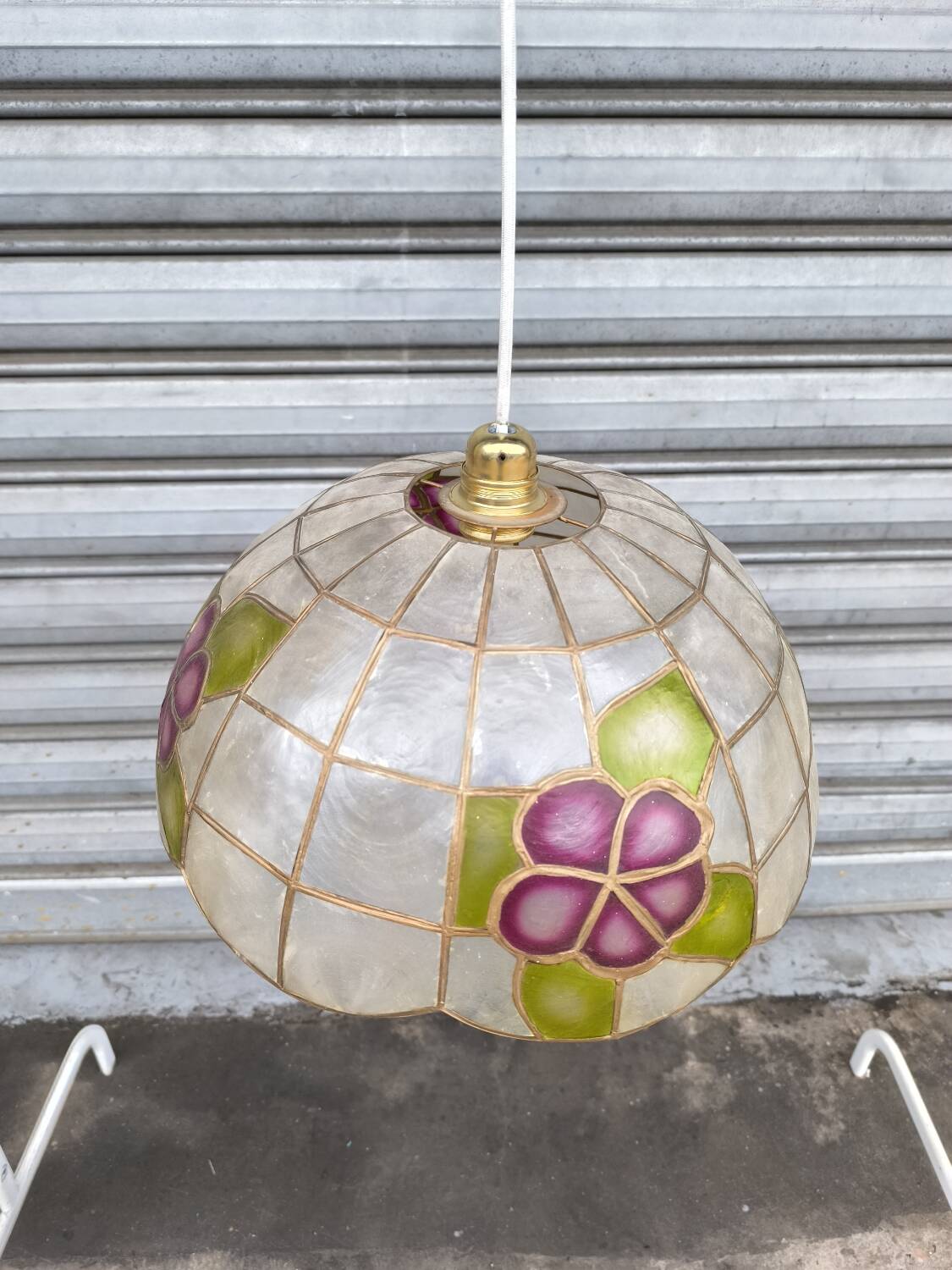 Mother-of-pearl and brass pendant light 1940