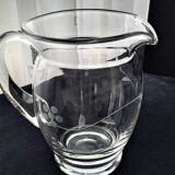 Water carafe, blown glass jug, sanded decor 1 L