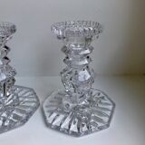 Pair of molded glass candle holders 50-60s